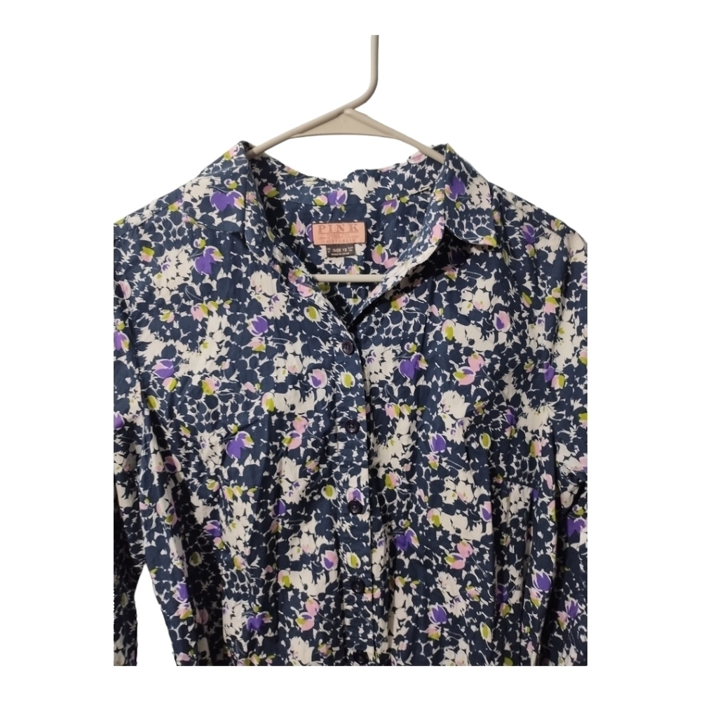 PINK by Thomas Pink Floral Button Up Shirt Preppy Casual Office Dress US Sz 8 - Picture 4 of 7
